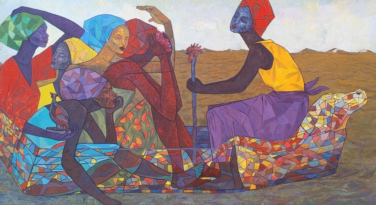 Pilgrims at Sea painting by Solombi Benjamin